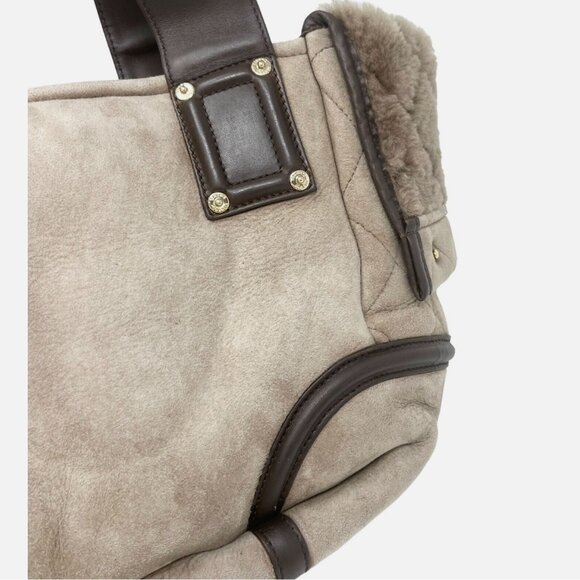 CHANEL Vintage CC Big Logo Tote Bag Boa Black Gold Suede Rank AB [102539] - Picture 10 of 13